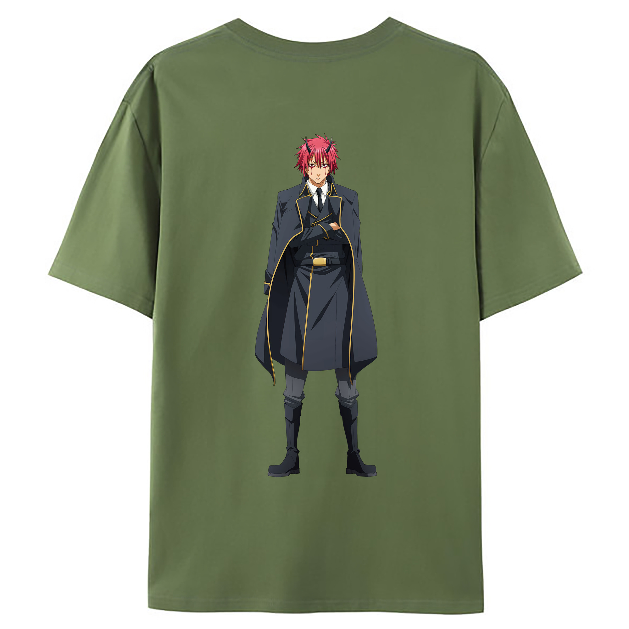 （画像用） 転スラ Regarding Reincarnated to Slime 綿100％ メンズ半袖Tシャツ（バックプリント） 通気性